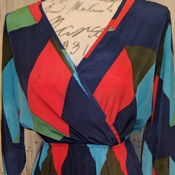 Multicolor Color Mini Wrap Dress - Picture 4 of 4